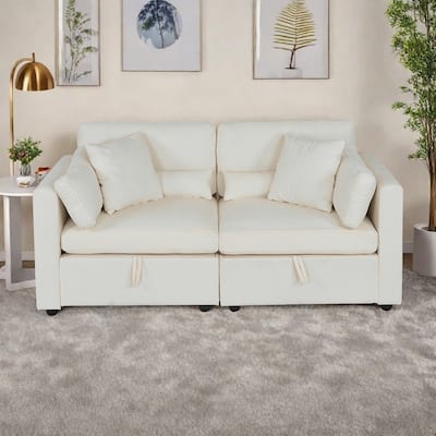 Chenille 2-Seater Sofa with Solid Wood Feet Support, and Rustproof Hardware Feet