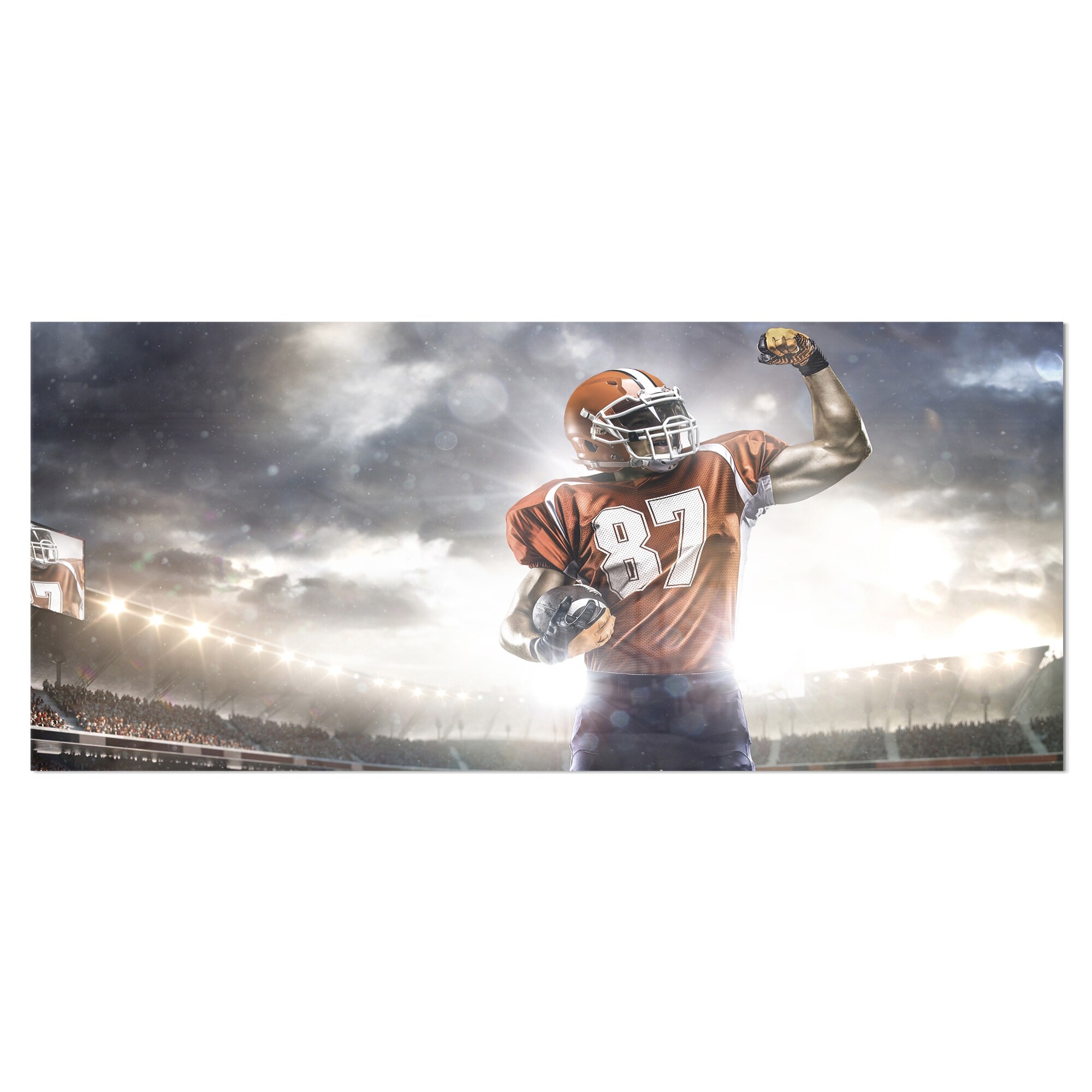 American Footballer In Action On Stadium - Unframed Graphic Art on Metal deals