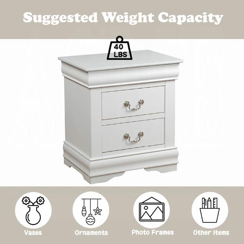 Solid Pine Nightstand with 2 Drawers