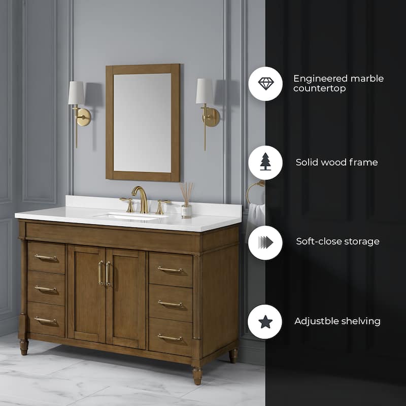 Salisbury Bathroom Vanity with White Engineered Marble Top
