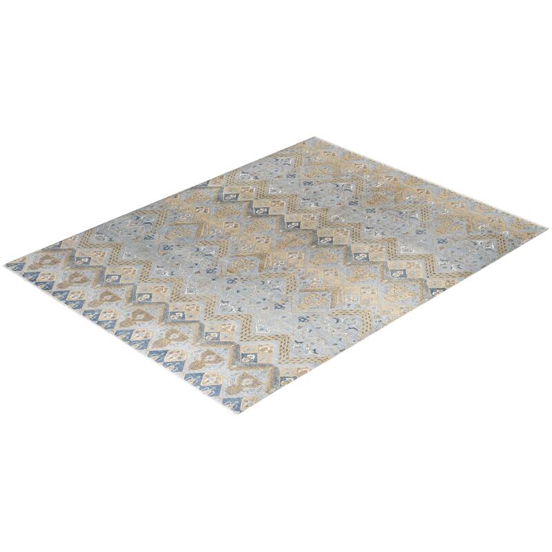 Ikat One-of-a-Kind Hand-Knotted Area Rug - Gray, 9' 1" x 11' 10" - 9' 1" x 11' 10"