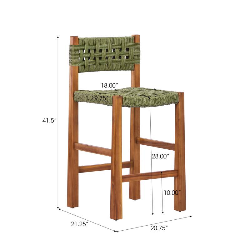 Christopher Knight Home - Modern Acacia Wood Outdoor Bar Stools with Teak Finish and Wicker Back Patio Chairs