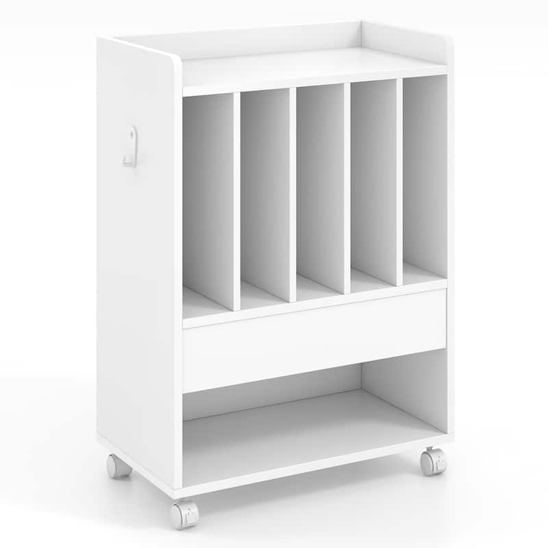 Gymax Record Player Stand on Wheels w/ Pull-out Drawer & Open Shelf