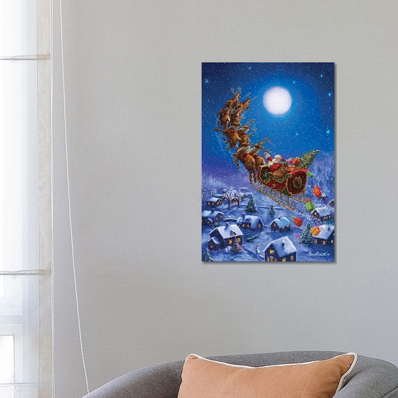 iCanvas "Santa Flying" by Ali Corti Canvas Print - 26x18x1.5
