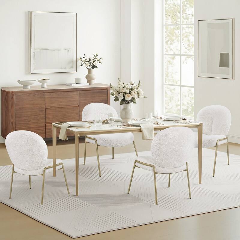 Spruce & Spring Modern Pandora Sintered Stone Dining Table with Sculptural Bronze-Aluminum Base