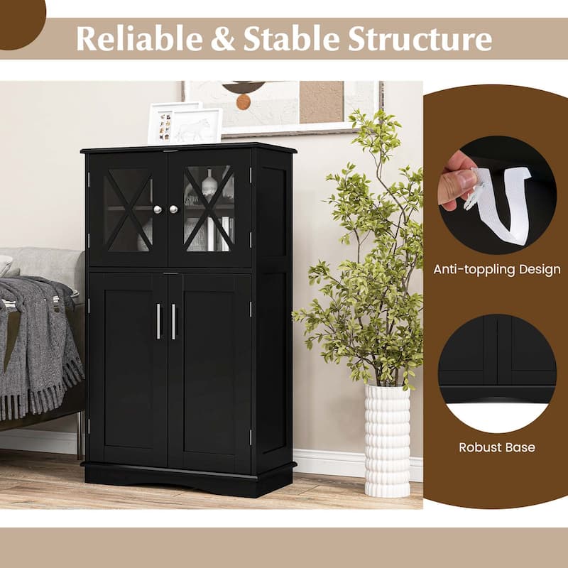 Costway Bathroom Storage Cabinet Linen Storage Cabinet with Doors and