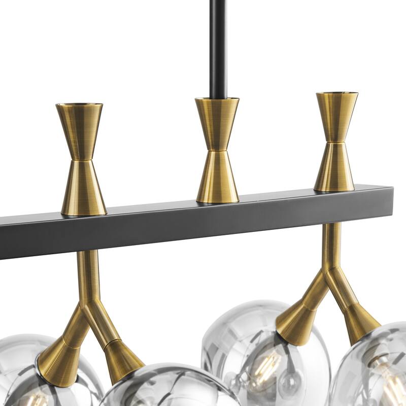 Sonder Rectangular Dimmable Gold and Black 8 Lights Chandelier with Smart Dimmer Included