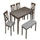 preview thumbnail 3 of 11, 6 Piece Kitchen Dining Set, Rectangular Wooden Dining Table with 4 Upholstered Chairs and a Bench