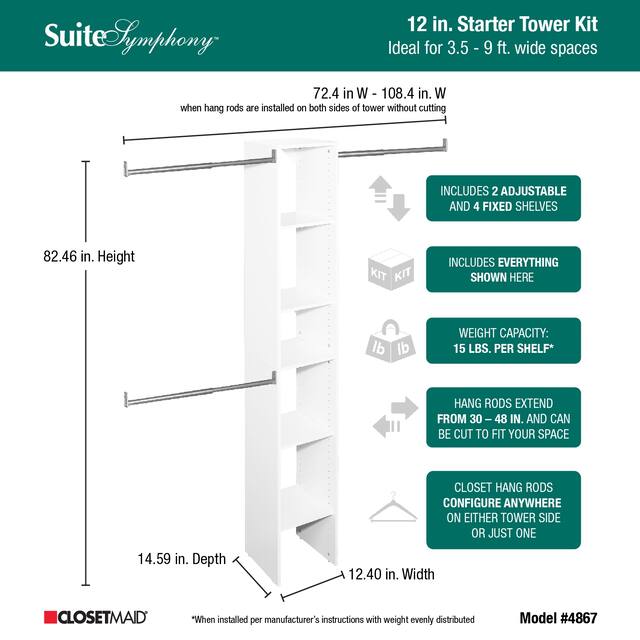 ClosetMaid SuiteSymphony 12-inch Wide Closet Tower Kit