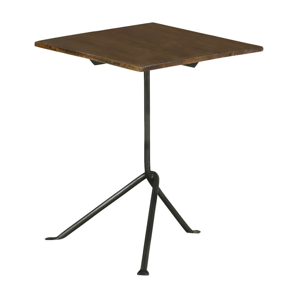 15.75 in. Brown and Gray Square Wood End Table, Sturdy Build End Side Table for Living Rooms
