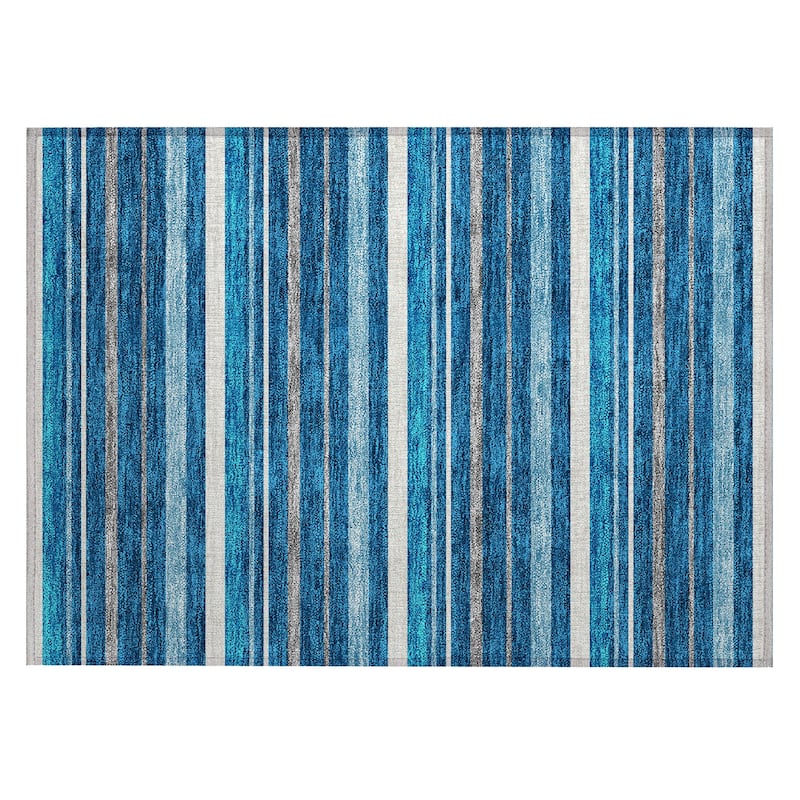Machine Washable Indoor/ Outdoor Chantille Contemporary Stripes Rug