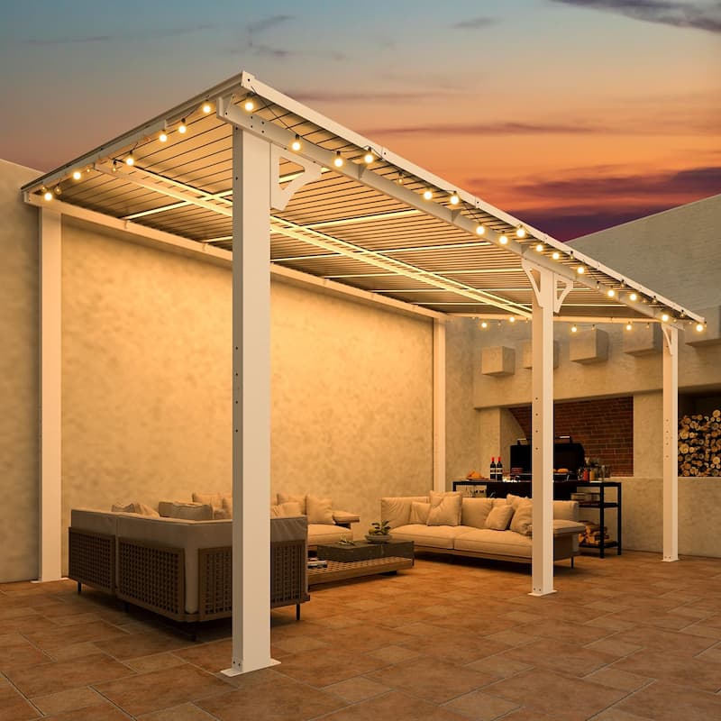 8x14ft Wall Mounted Gazebos Pergola, Outdoor Lean to Gazebo Awnings