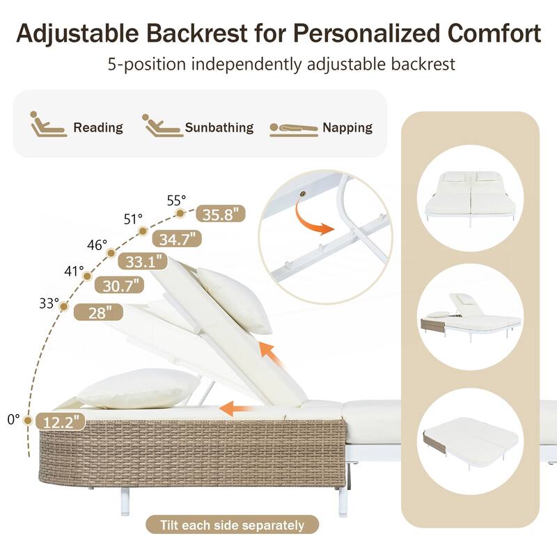 Iron Frame Outdoor Bed Loveseat