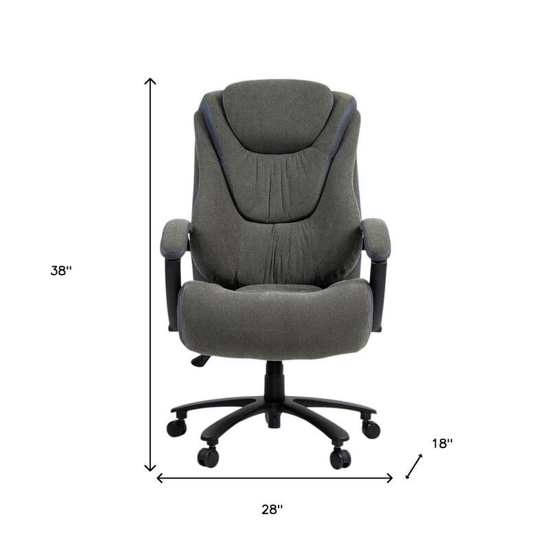 Set of Two Gray and Black Adjustable Height Swivel Rolling Executive Office Chairs