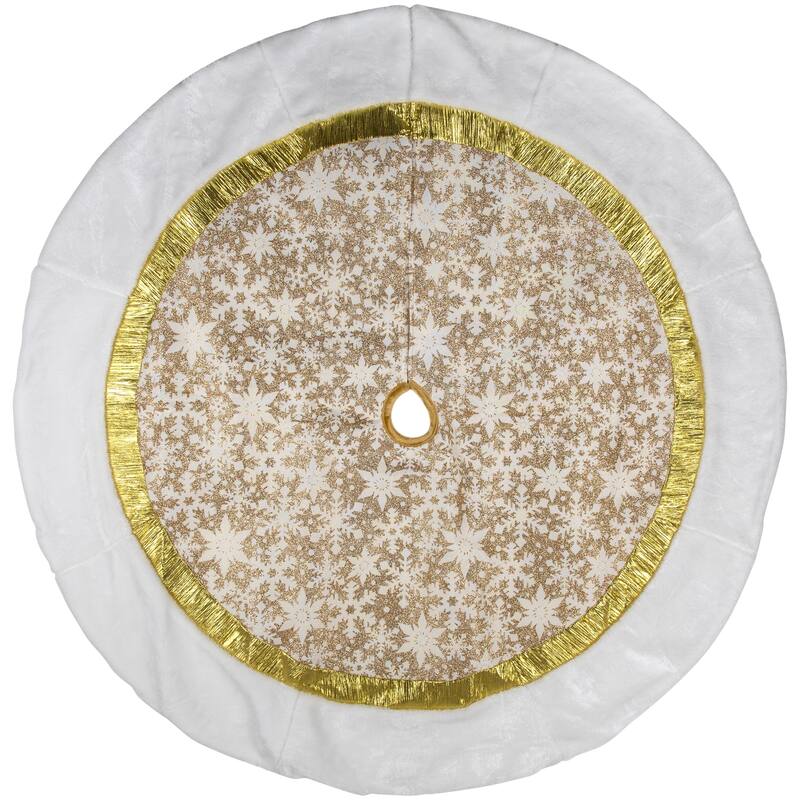 48" White and Gold Snowflake Christmas Tree Skirt - 48