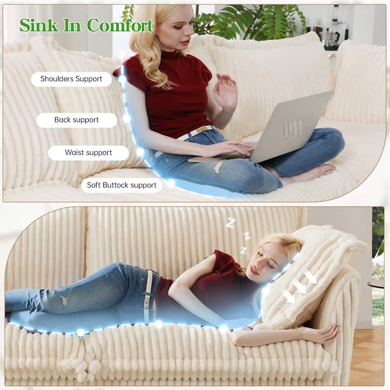 Oversized Accent Chair with Ottoman, Modern Cloud Chaise Lounge Chair with Deep Seat, Upholstered Armchair Reading Sofa Chairs