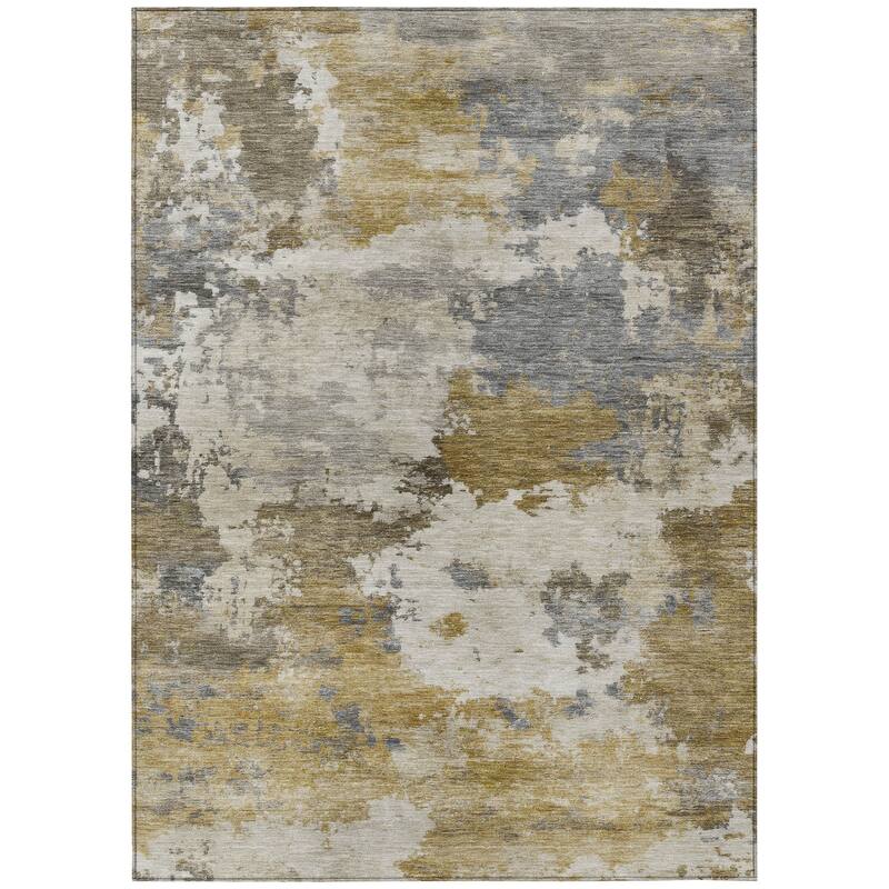 Machine Washable Indoor/Outdoor Abstract Blend Chantille Rug