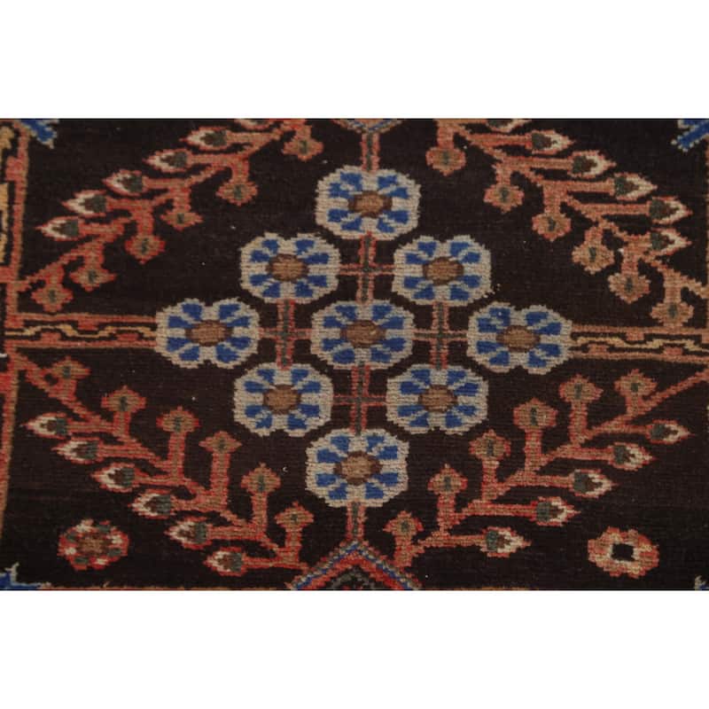 Brown Bakhtiari Persian Vintage Runner Rug Handmade Wool Carpet - 3'10"x 9'6"