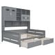 preview thumbnail 7 of 17, Wooden Full Size Kids Bed Daybed, All-in-One Cabinet Bed with 2 Drawers,Grey
