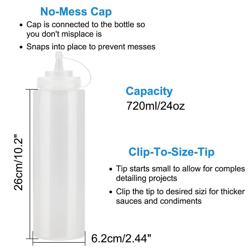 Squeeze Bottle Vinegar Ketchup Condiment Dispenser 24oz 2pcs - 720ml/24oz