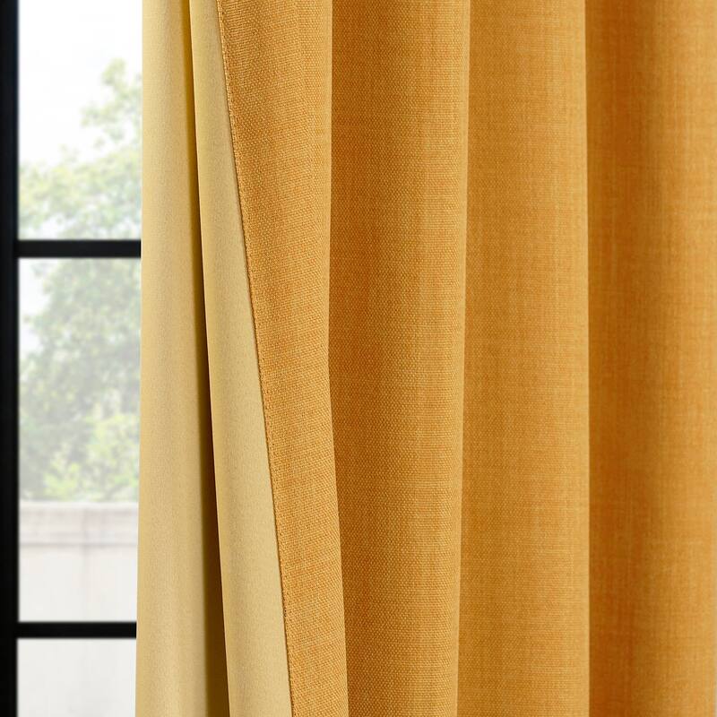 Exclusive Fabrics Textured Faux Linen Room Darkening Curtains for Bedroom & Living Room Curtains (1 Panel)