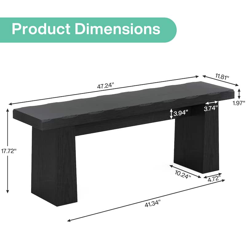 47'' Wood Bench with Double Pedestal for Entryway Kitchen Bedroom
