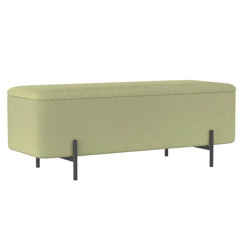 Modern Fabric & Metal Storage Ottoman Bench
