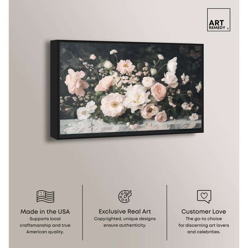 Marble and Blooms Canvas by Art Remedy