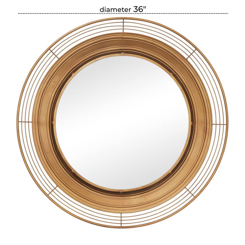 Brown Metal Bohemian Wall Mirror - 36"W, 36"H