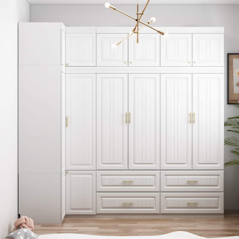 Armoires Wardrobes Shelves Door Bedroom Storage Closet(93.9"/74.2"H)