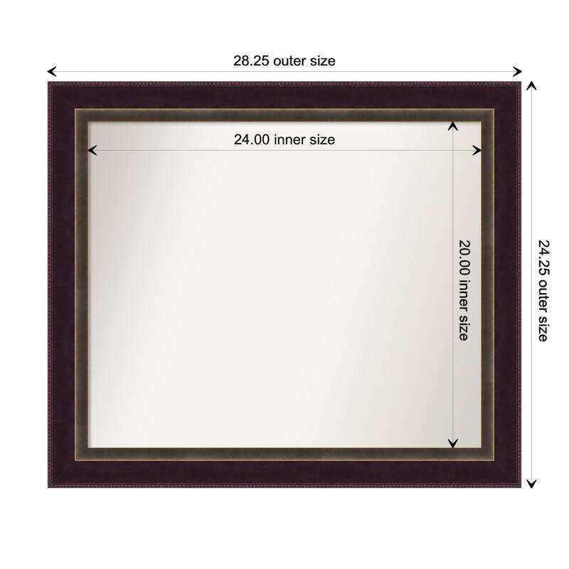 Signore Bronze Framed Non-Beveled Custom Wall Mirror, Bathroom Vanity Mirror - Outer Size: 28.25 x 24.25