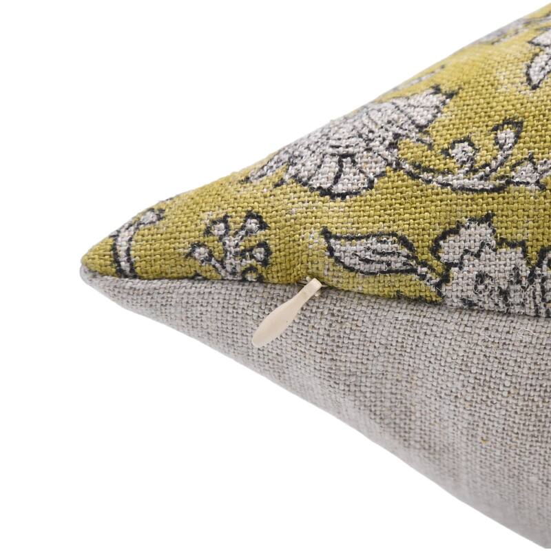 Linen Farmhouse Block print pillow Cover - Nayaab