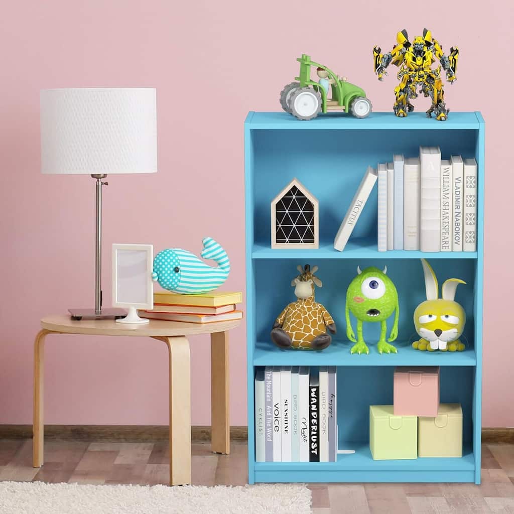 40.3 in. Tall Light Blue Wood 3-Shelf Bookcase