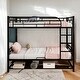 preview thumbnail 1 of 26, Luxury Twin over Twin Metal Bunk Bed with Shelf and Guardrails, Save Space or Separate into 2 Beds, Maximized Space Black