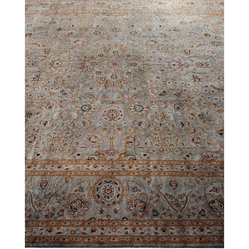 Overton Hand Knotted Wool Vintage Inspired Modern Contemporary Overdyed Gray Area Rug - 8' 2" x 9' 9"