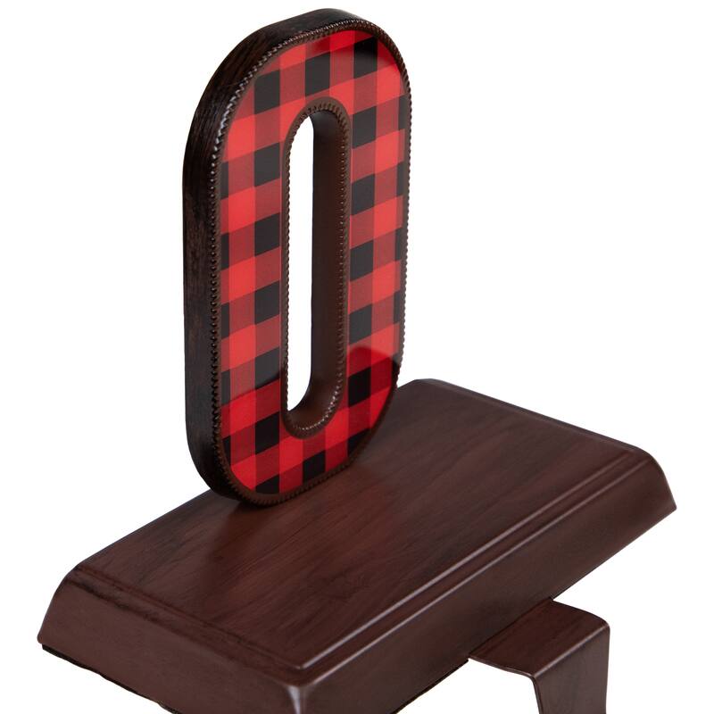 Set of 3 Red Black Buffalo Plaid "JOY" Christmas Stocking Holder 6"
