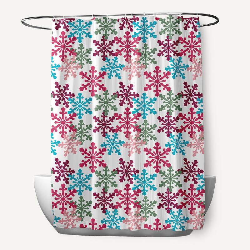 Snow Fall Shower Curtain - Holiday Pink