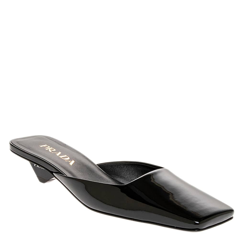 Prada Patent Leather Square Toe Mules