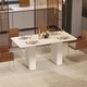 preview thumbnail 3 of 8, Moasis Modern Large Dining Table 6-8 People for Kitchen and Dining Room Creamy White