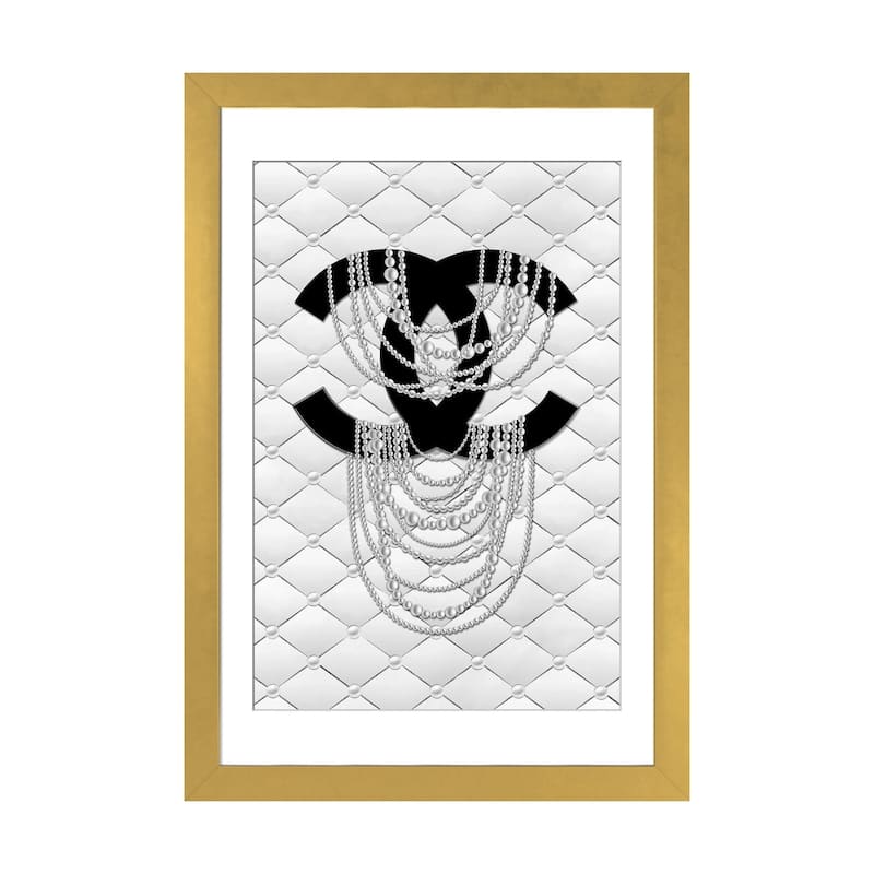 iCanvas "Quilt Pearls" by Martina Pavlova - Gold - 32x24x1
