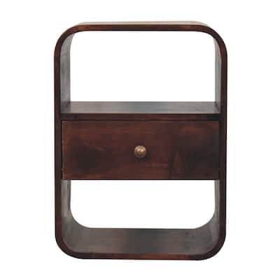 Artisan Furniture Solid Wood California Walnut Curved Edge Bedside, Dark brown, 1 drawer