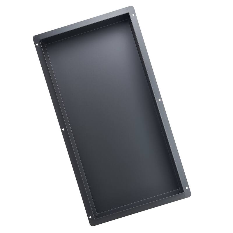 Black Stainless Steel Frameless Shower Niche with Waterproof Welded Edges and Drainage Slope - 4 x 13 x 25 inches