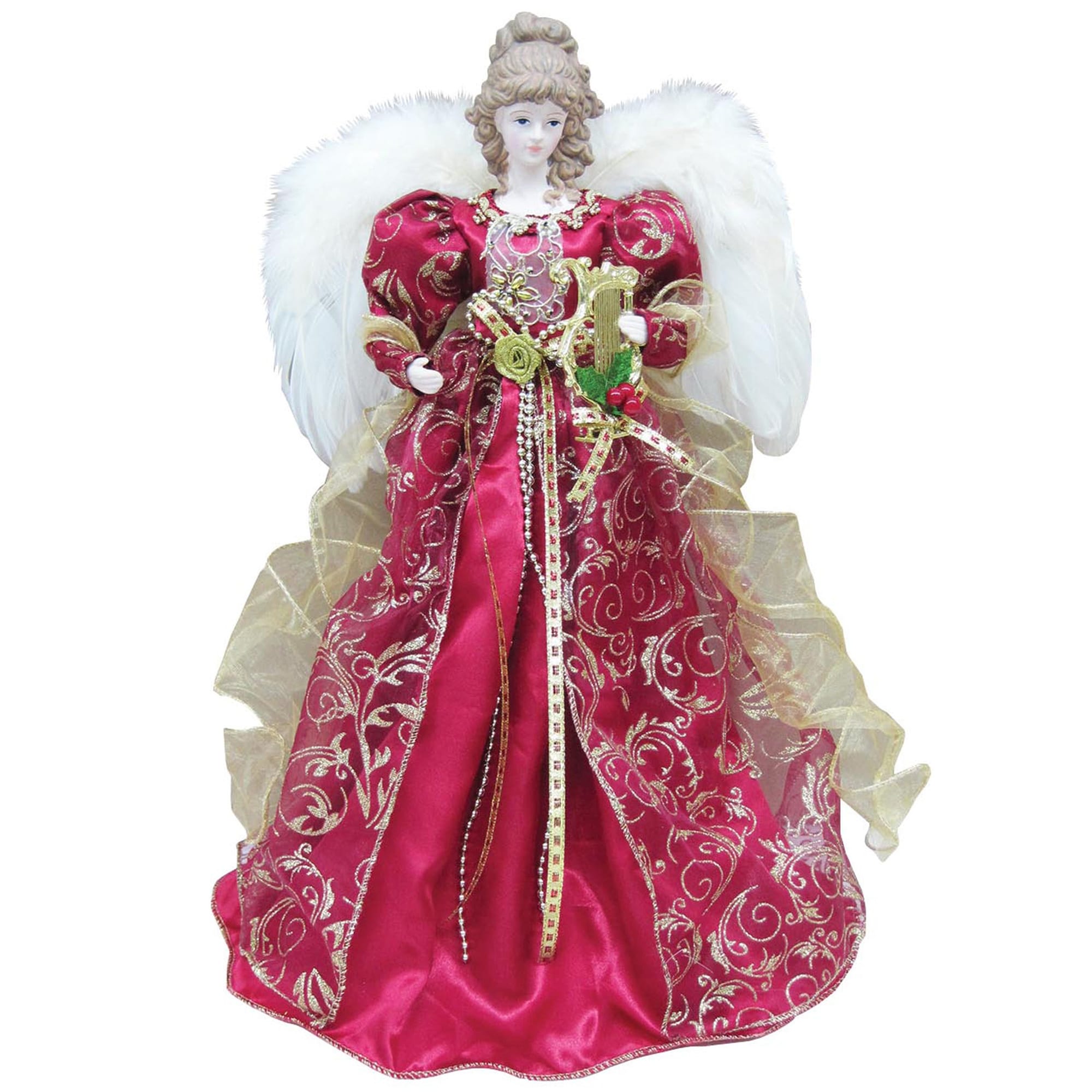 Santa's Workshop 16 Mardi Gras Angel Tree Topper - Gold