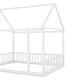 preview thumbnail 53 of 52, House Floor Bed with House Roof Frame and Safety Guardrails, Twin/Full Size Wooden Floor Montessori Bed House Bed for Kids