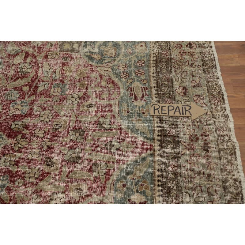 Hand Knotted Oriental 100% Wool Carpet Traditional Floral Red Tabriz Area Rug - 11' 10'' X 8' 8''