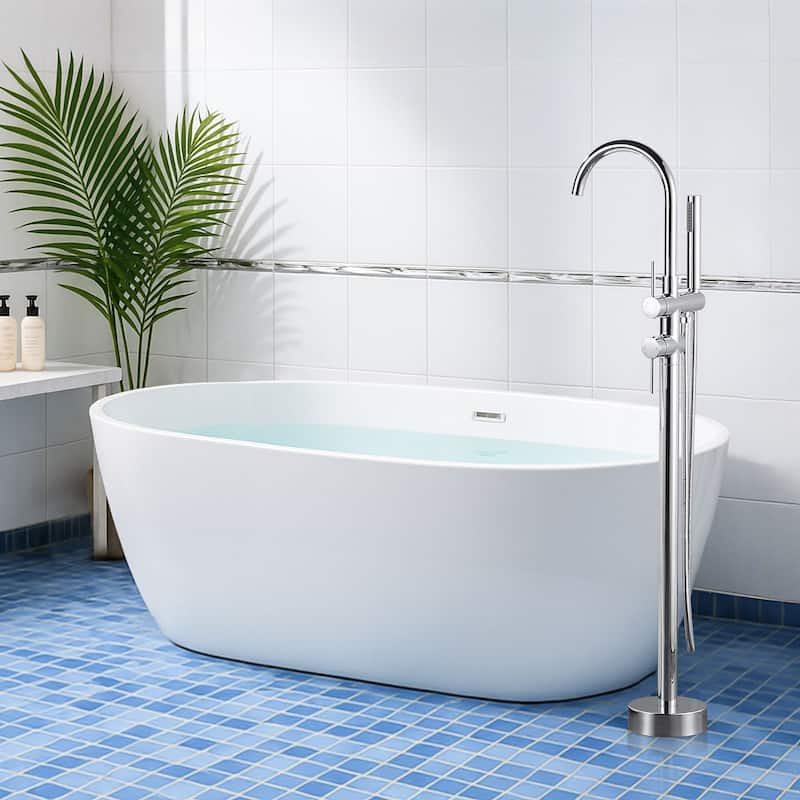 WOWOW Double Handle Freestanding Tub Faucet with Handheld Shower