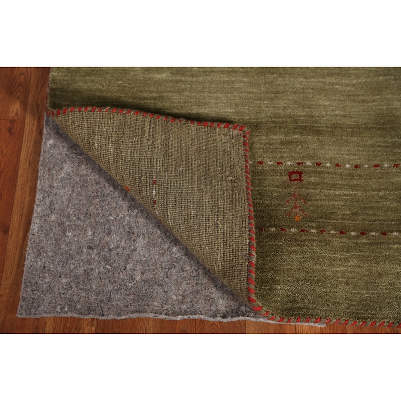 Green Gabbeh Indian Area Rug Handmade Tribal Modern Wool Carpet - 5'1" x 7'7"