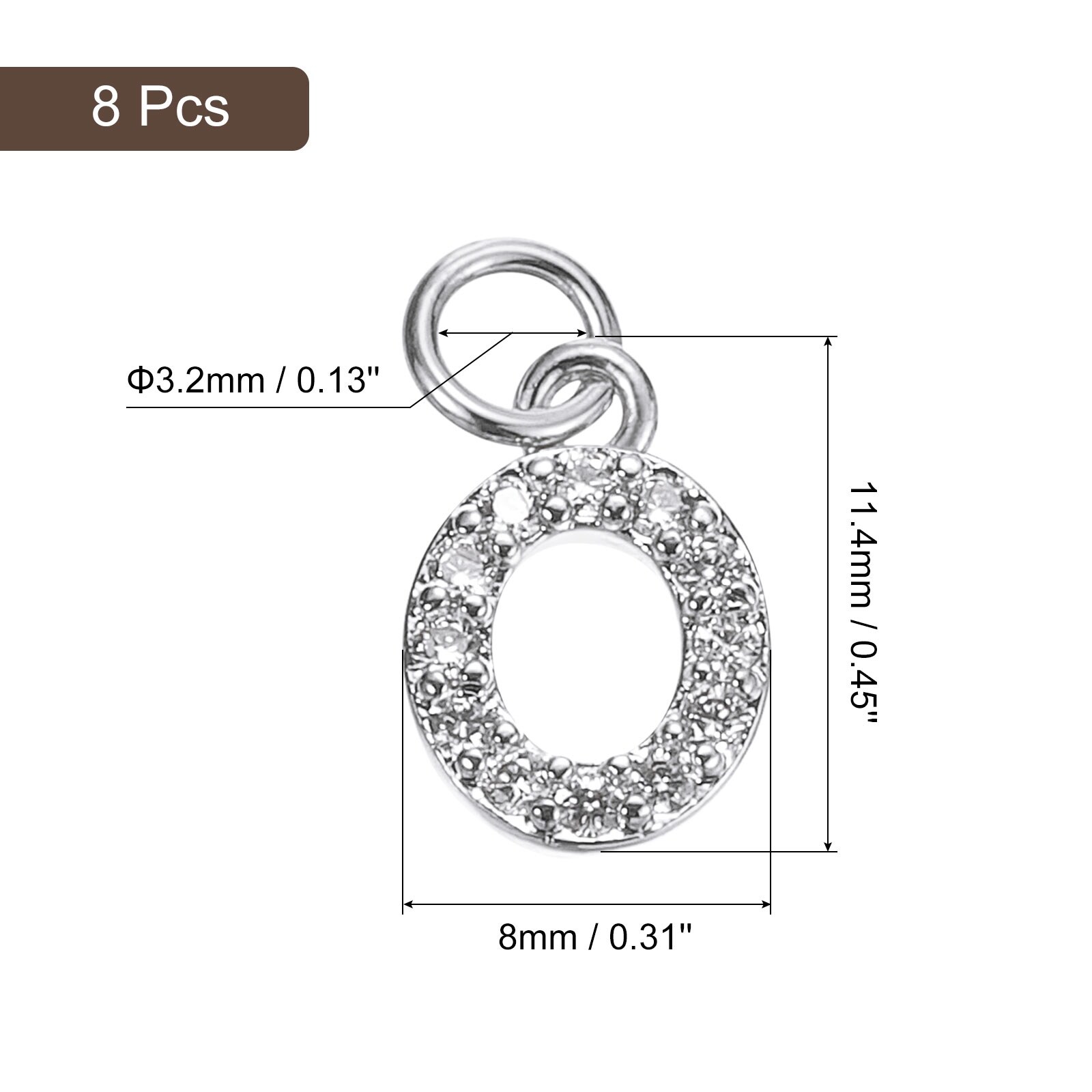 Rhinestone Letter Charm, Letter Charm Alphabet Pendants for DIY Bracelets Necklace Jewelry Making - White Gold