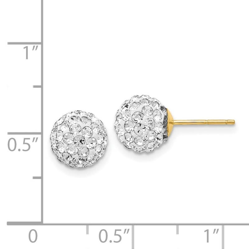 Curata 14k Yellow Gold Polished Crystal 8mm Post Earrings Measures 9x9mm Wide