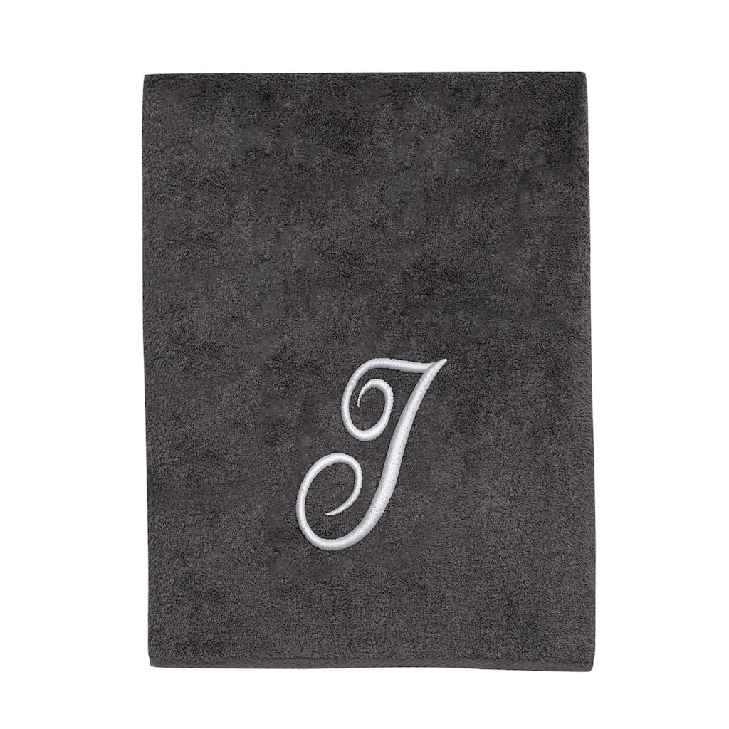 Avanti Granite with Silver Script Monogram Bath Towel Letter I - Bath Towel